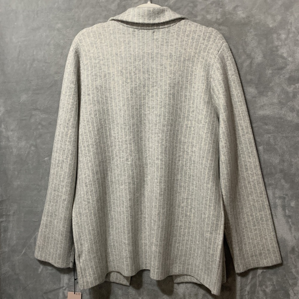 Sincerely Jules Women's XL Striped Open Front Blazer Sweater Jacket Gray White - Picture 11 of 16